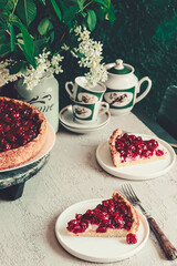 A piece of cherry pie for morning tea. Moody photo.