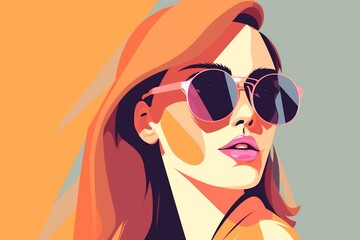 Fototapeta na wymiar woman female style glasses design fashion illustration girl portrait poster modern. Generative AI.