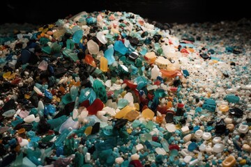 Fototapeta na wymiar pile of microplastics, in varying colors and shapes, created with generative ai