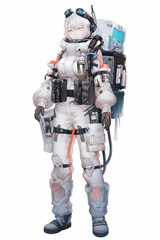 Naklejka premium 衛生兵(メディック)の女性キャラクターの全身イラスト(AI generated image)