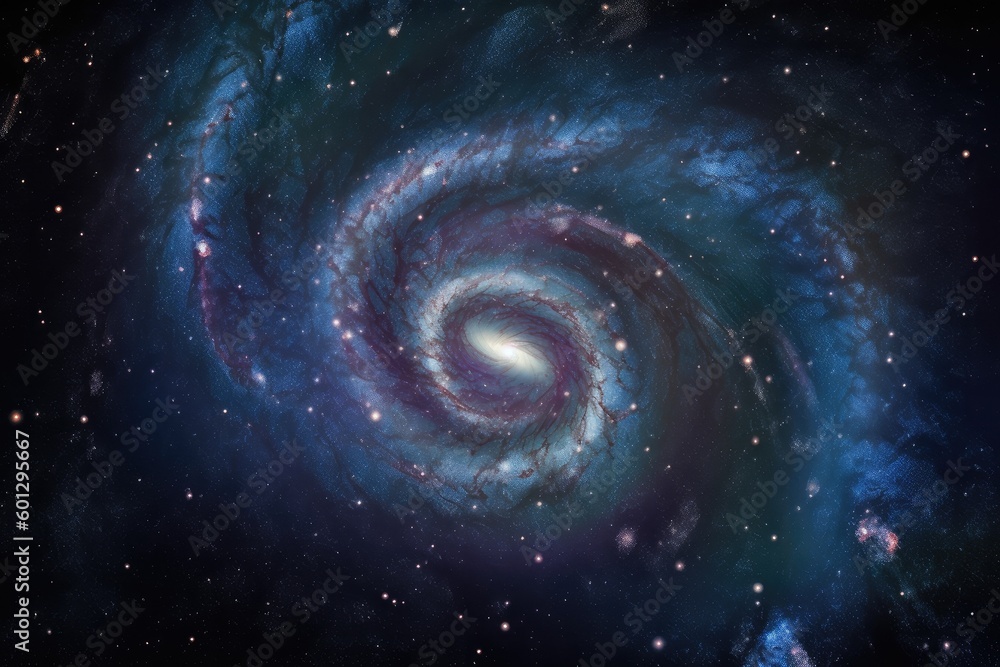 Poster nebular cloud with starry background and shining stars, created with generative ai