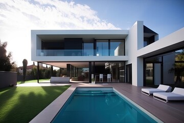 Fototapeta na wymiar minimalist home with contemporary design and sleek lines, created with generative ai