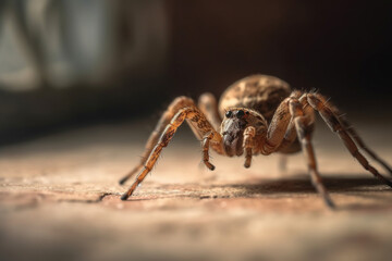 Close up macro view on spider. Generative AI