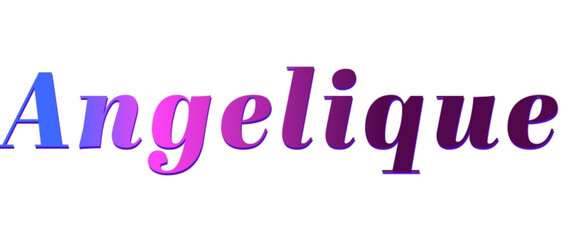 Angelique - pink and blue color - female name - ideal for websites, emails, presentations, greetings, banners, cards, books, t-shirt, sweatshirt, prints	
