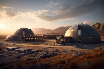 futuristic military base with high-tech weapons and cutting-edge technology, created with generative ai
