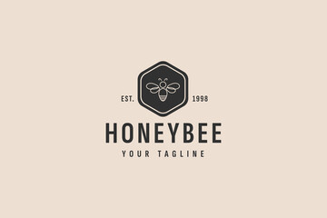 honey bee logo vector icon illustration