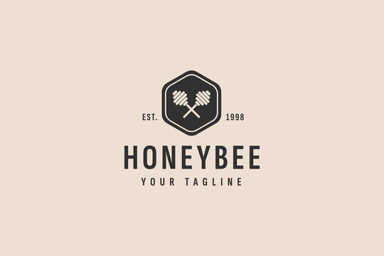 honey bee logo vector icon illustration