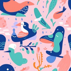 Seamless abstract Nature Patterns generative ai illustration 