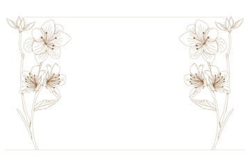 Floral border frame card template. 
flat background. 
azalea flowers. Vector design illustration.