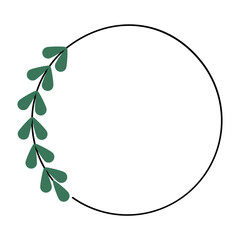 Obraz premium Green Leaf Border Circle