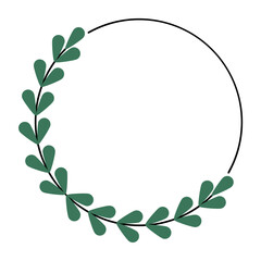 Obraz premium Green Leaf Border Circle