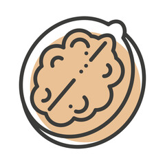 Walnut icon with editable stroke to any thickness. Flat design style. Vector illustration.