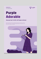 Purple Adorable Woman Fashion Brochure Template suitable for template, website assets, and company