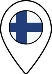 Finland flag map pin navigation icon.