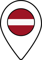 Fototapeta premium Latvia flag map pin navigation icon.