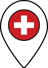 Fototapeta premium Switzerland flag map pin navigation icon.