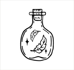 Doodle magic bottle for Halloween. Vector illustration
