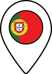 Obraz premium Portugal flag map pin navigation icon.