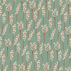 Pink  flower on green pattern background