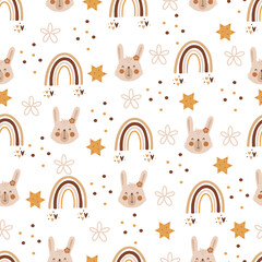 Cute easter bunny rabbit  rainbow pattern