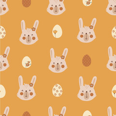 Cute easter bunny rabbit eggs pattern