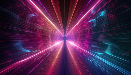 abstract multi colored light trail in the tunnel, generative ai