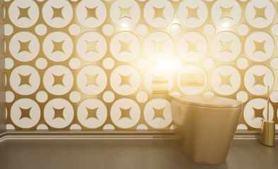 Abstract  toilet and bathroom interior for background. 3D rendering.. Sunset.
