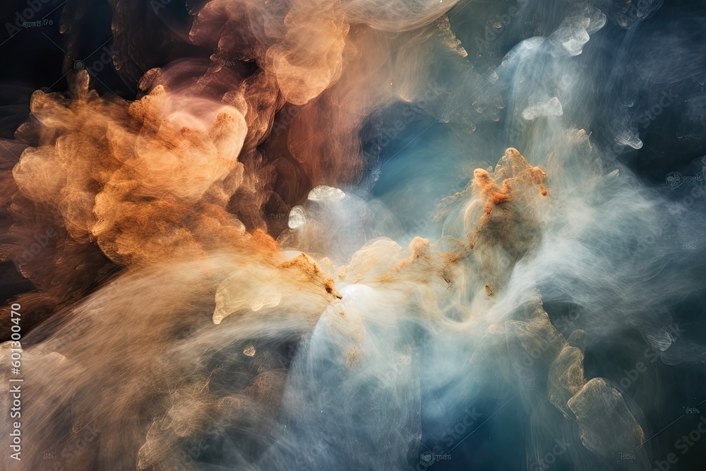 Wall mural close-up of nebula with swirling clouds of gas and dust, created with generative ai