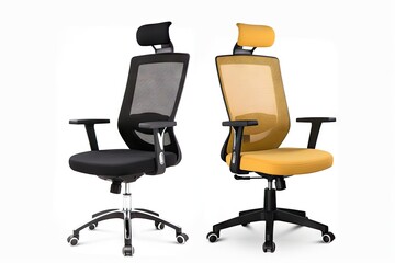 Fototapeta premium ergonomic office chair with adjustable seat, backrest and armrests, created with generative ai
