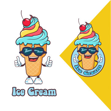 Mascot groovy ice cream