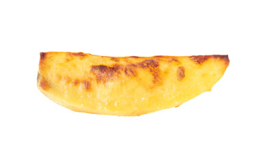 Slice of baked potato isolated on white background