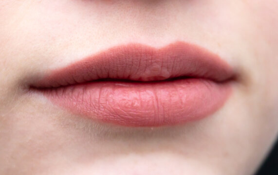 Beautiful lips of a girl close-up