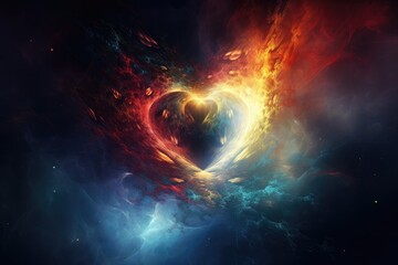heart, surrounded by swirling nebula of brilliant colors, created with generative ai