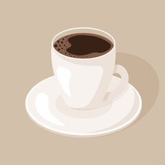Delicious white cup of coffee espresso. Drink vector illustration design. 