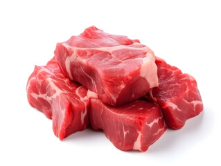 Fototapeta premium Generative Ai: Raw Meat Beef isolated on white background