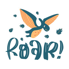 Dinosaur Lettering Quotes For Printable Poster, Tote Bags, Mugs, Wall Decor, Baby Room Design, and T-Shirt Design. Kids Shirt Design With DInosaur Illustration.