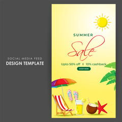 Vector illustration of Summer Sale social media story feed mockup template