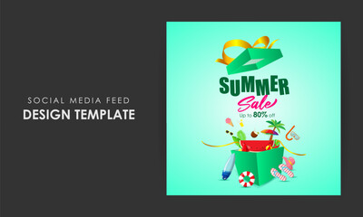 Vector illustration of Summer Sale social media story feed mockup template
