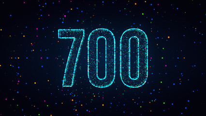 Futuristic Blue Colorful Shiny Number 700 Lines Effect With Square Dots And Lines Sparkle Texture