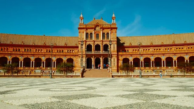 The stunning Plaza de Espana, Seville, Andalusia, Spain, built for the Ibero-American Exposition of 1929, designed by Anibal Gonzalez
