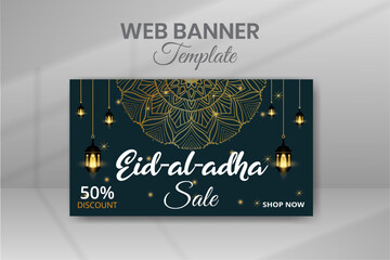 Eid Al Adha Luxury Modern Decorative Islamic Greeting Web Banner Design Template