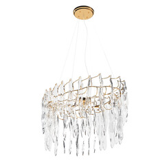 crystal chandelier for the interior isolated on transparent background, home lighting, 3D illustration, cg render