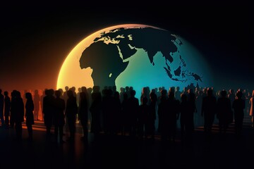 World population day. To draw attention to population issues, joint development programs, and the search for solutions to common problems. Population, crowd, globe, countries. Generative AI