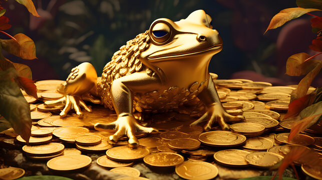 The Chinese golden frog and gold coin created using Generative AI Technology 