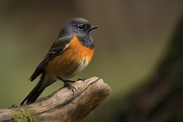 Fototapeta premium redstart perching on dead tree branch, created with generative ai