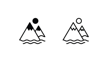 Mountains icon design with white background stock illustration
