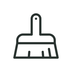 Short broom isolated icon, broom with short handle vector icon with editable stroke