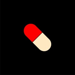Capsule pill icon  isolated on black background