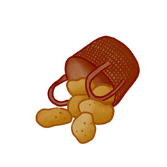 cutter isolated, Potato, basket, garden, farm, foodstuff, food, food seller, restaurant, watercolor, drawing