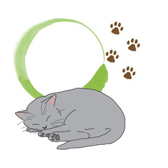 グレーの猫と足跡